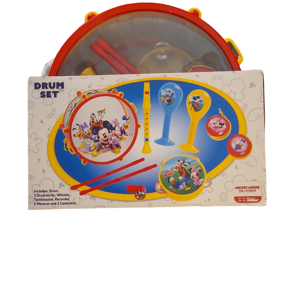 Mickey Mouse Drum Set Disney 10 Pc Band Musical Instruments Age 18M+